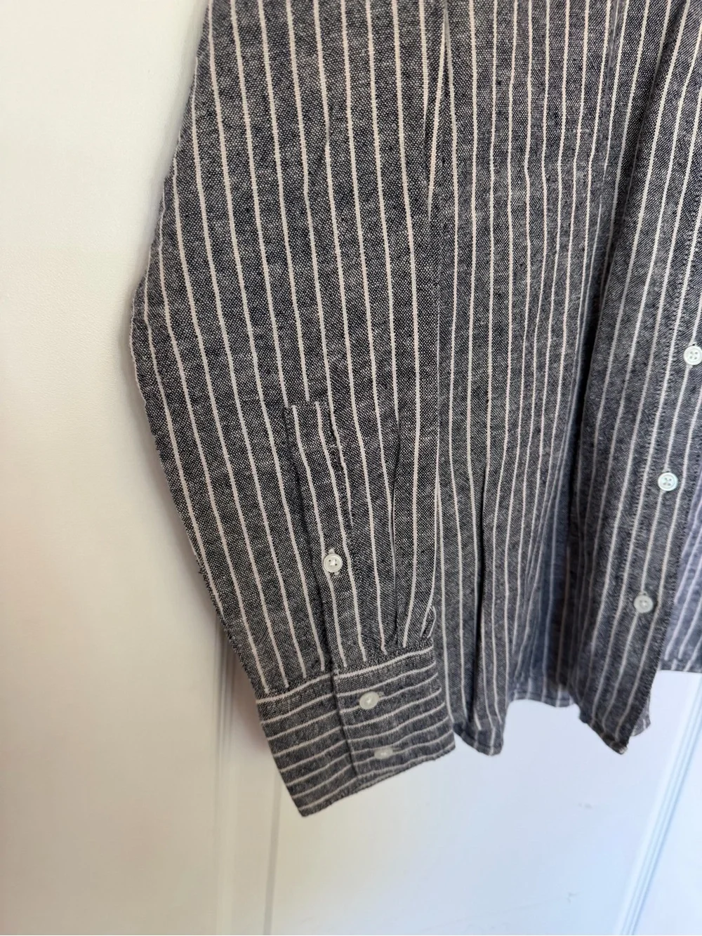 Banana Republic Linen Blend Vertical Stripe Button-Down Long Shirt Size XXS